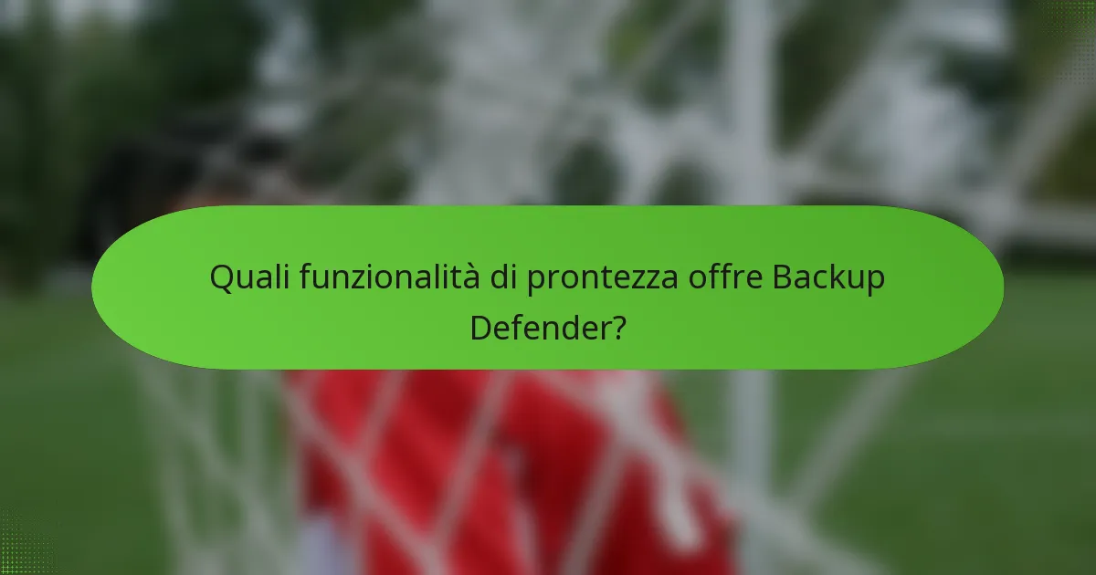 Quali funzionalità di prontezza offre Backup Defender?